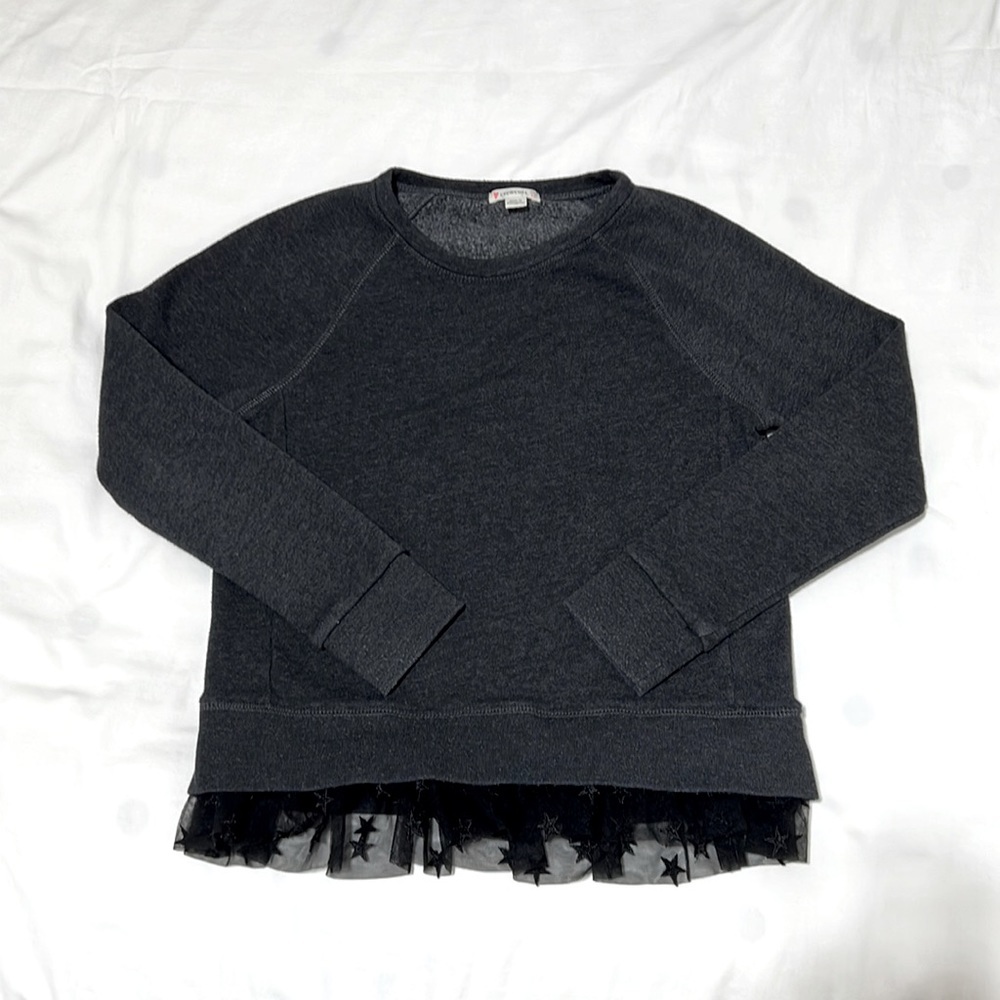 Crewcuts Charcoal Gray Tulle Star Hem Sweater